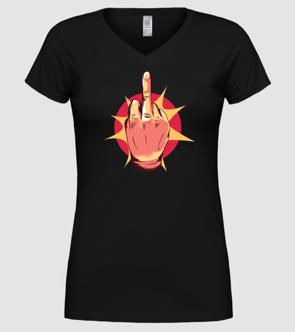 Tricou arată degetul model negru pe tricou