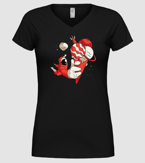 Astronaut cu Înghețată model negru pe tricou