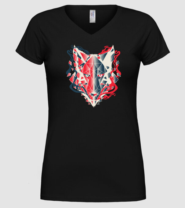 Wolf Head model negru pe tricou
