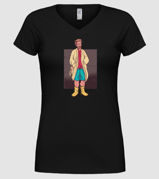 Bărbat în halat model negru pe tricou