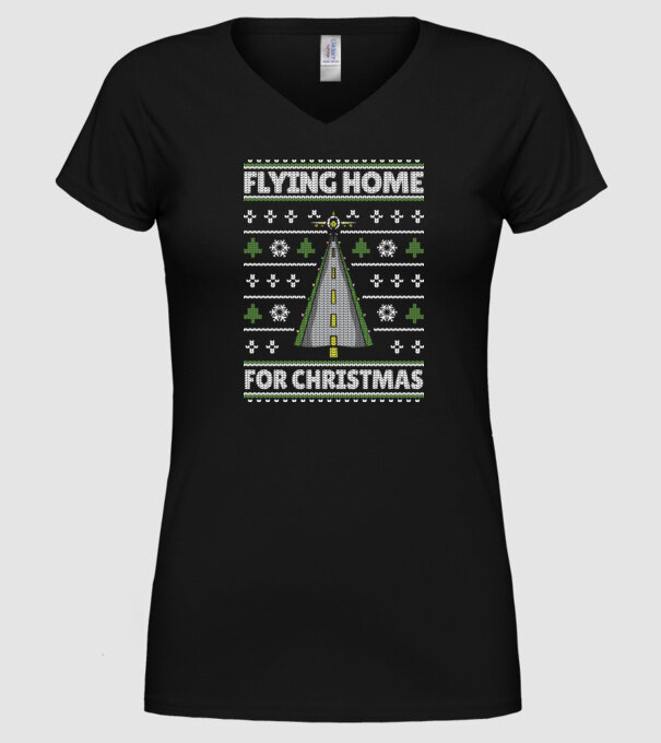 Flying Home for Christmas Pulover urât model negru pe tricou