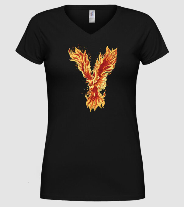 Pasărea Phoenix model negru pe tricou