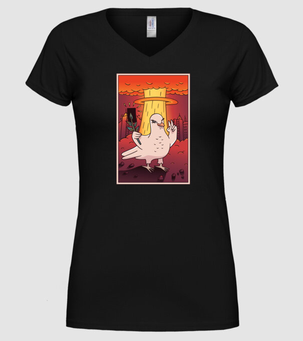 Selfie Porumbel Bombă nucleară model negru pe tricou