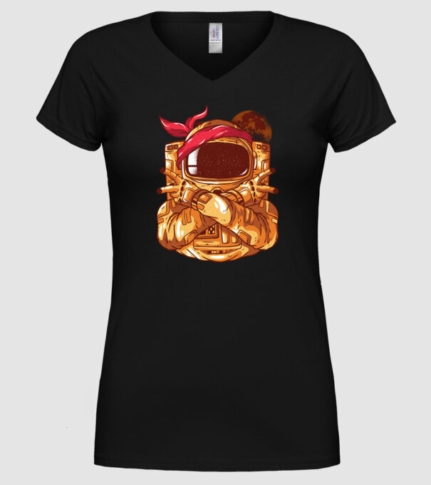 Gangsta Astronaut astronaut rapper model negru pe tricou