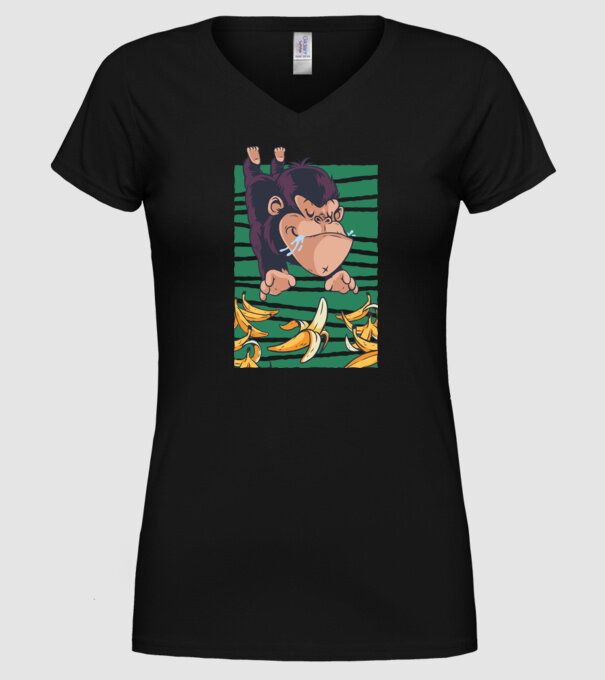 Gorilă Banană model negru pe tricou