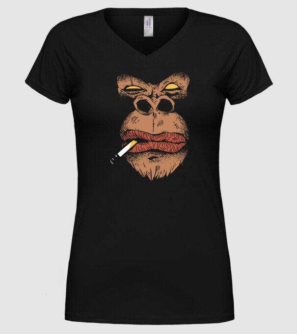 Cap de gorilă cu țigară model negru pe tricou