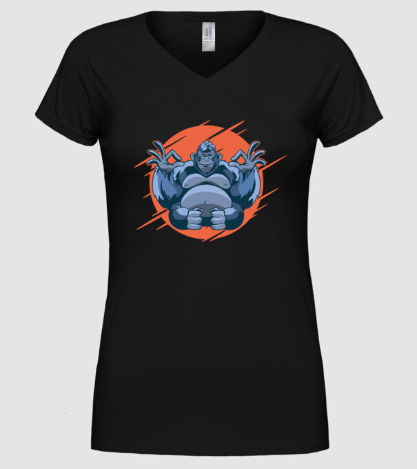 Gorilă Meditație model negru pe tricou
