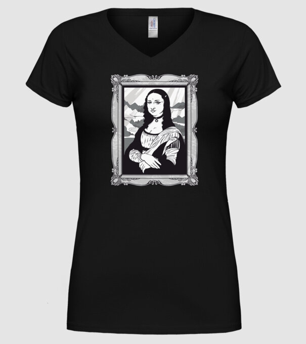 Mona Lisa gotică model negru pe tricou