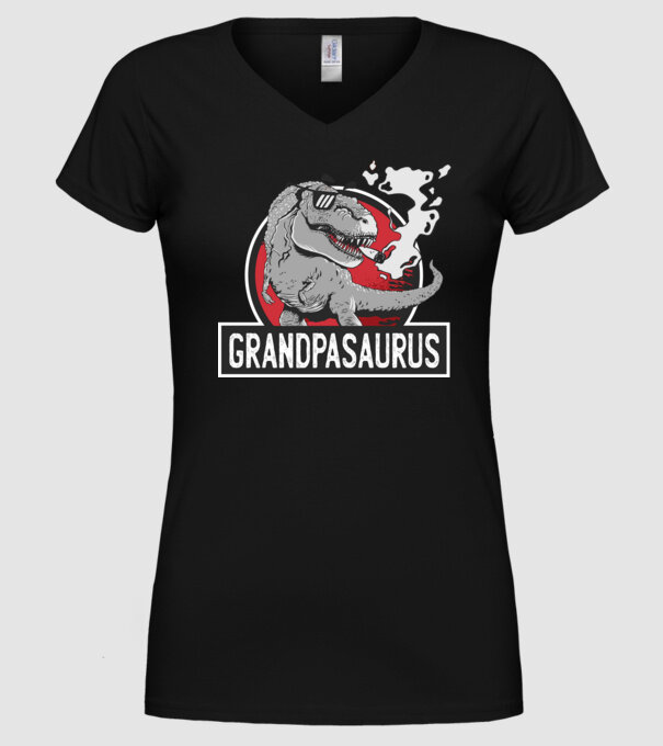 Grandpasaurus T-rex model negru pe tricou