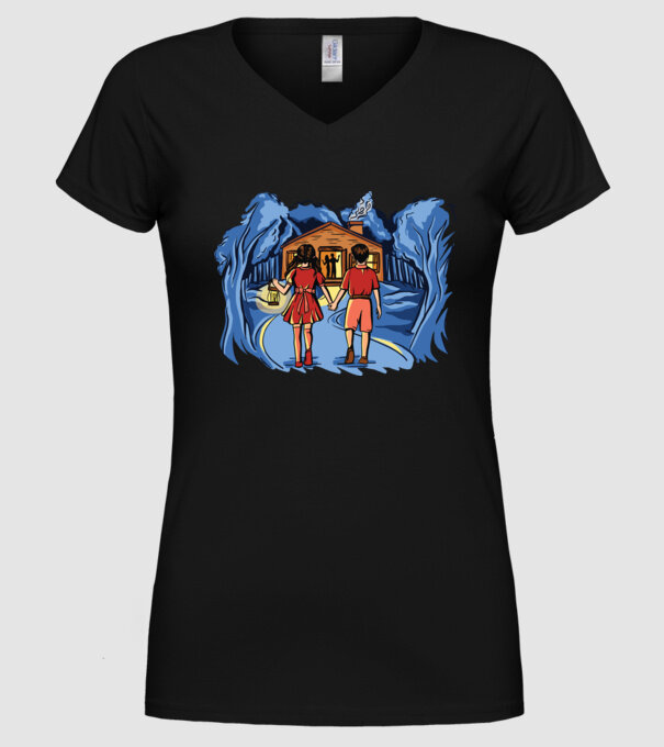 Copii în pădure Poveste model negru pe tricou