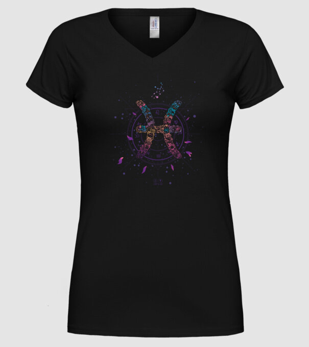 Pisces Zodiac model negru pe tricou
