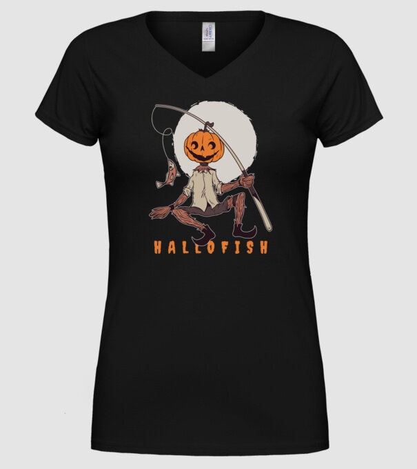 Hallofish - Pescar Halloween model negru pe tricou