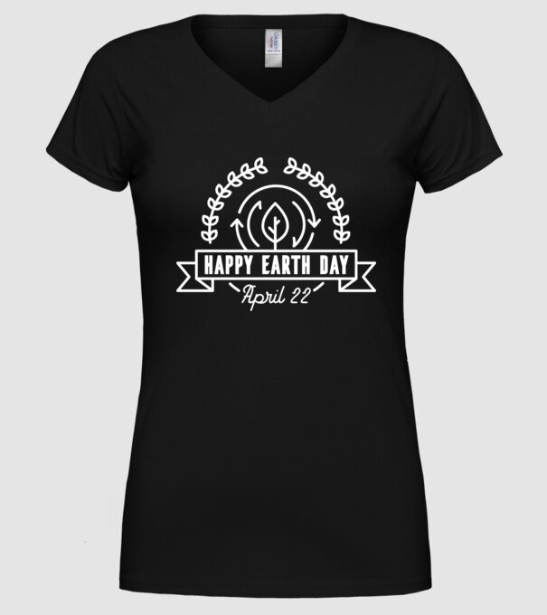 Happy Earth Day - Ziua Pământului model negru pe tricou