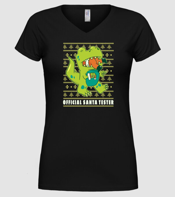 Tester oficial Moș Crăciun model negru pe tricou