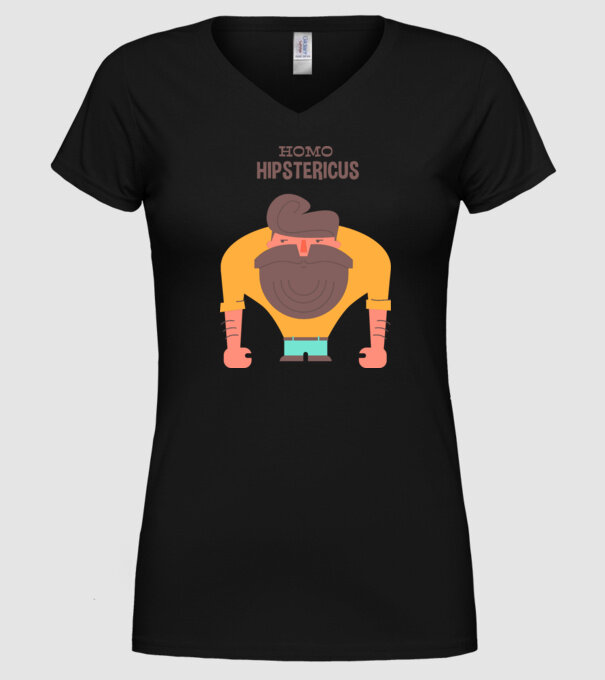 Homo Hipstericus model negru pe tricou