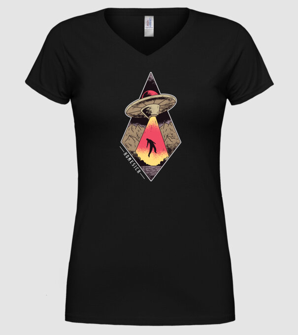 Dor de casă alien model negru pe tricou