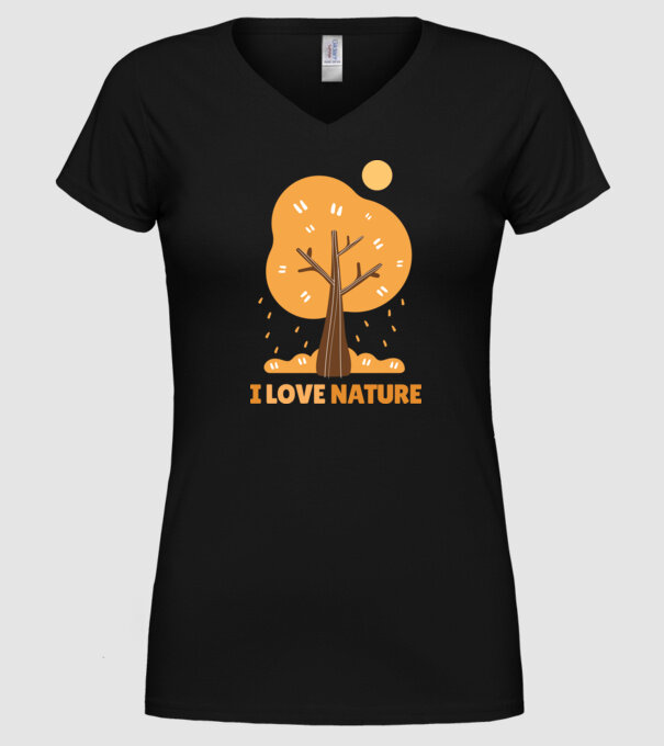 I Love Nature model negru pe tricou