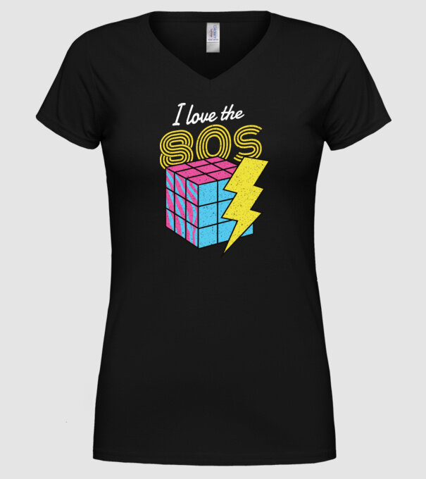 I love the 80s Cub Rubik model negru pe tricou