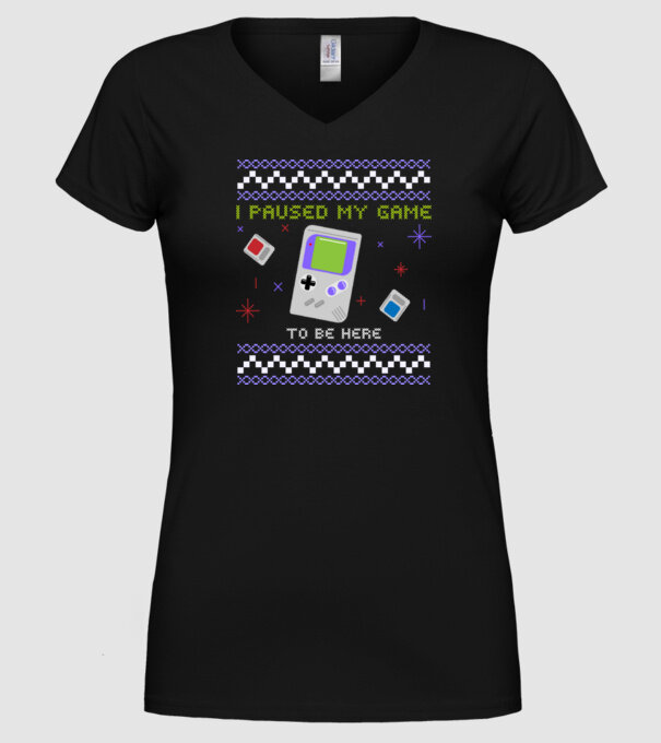 I paused my game to be here - Gamer pulovăr urât model negru pe tricou