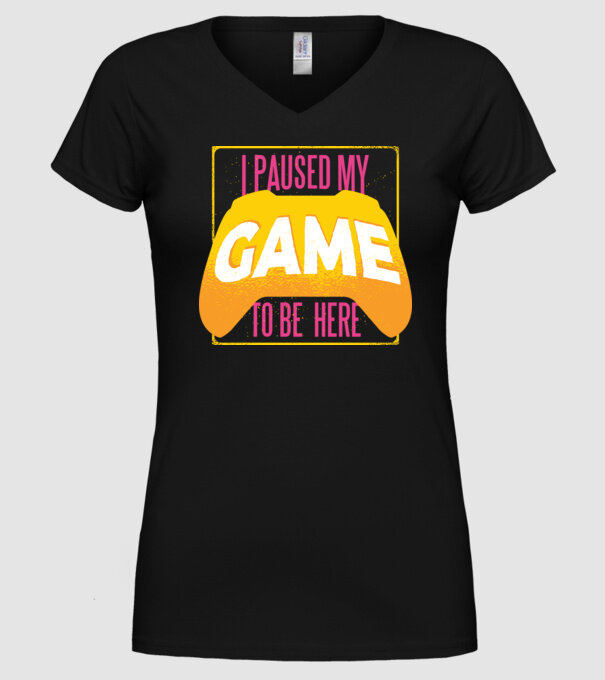 I paused my game to be here tricou amuzant Gamer model negru pe tricou