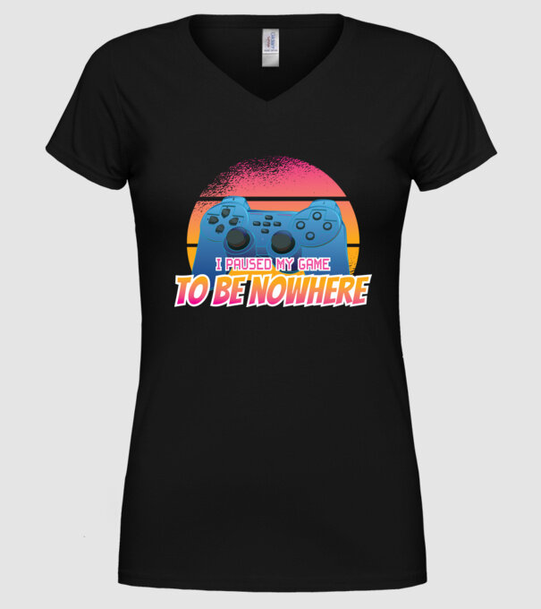 I paused my game to be nowhere model negru pe tricou