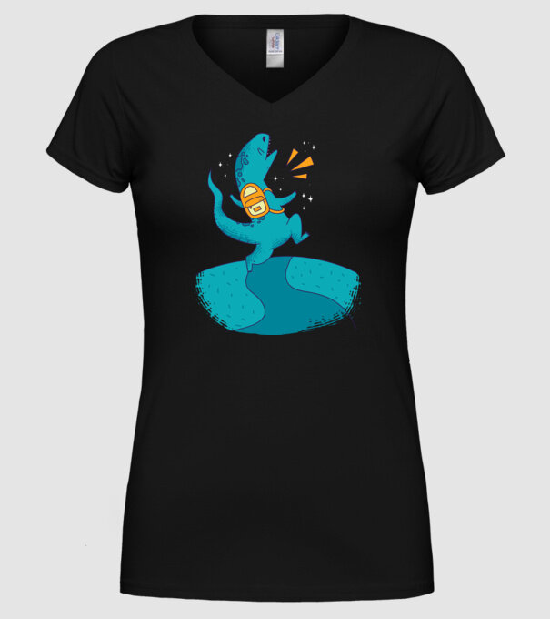 Dinozaur școlar model negru pe tricou
