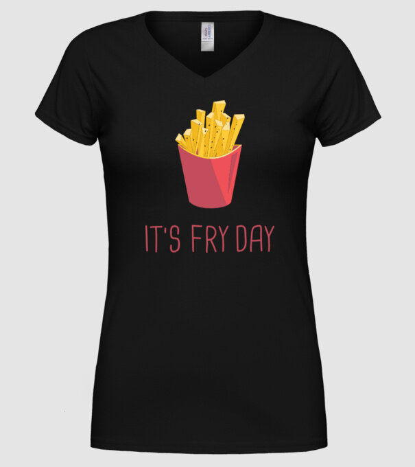 'It''s Fry Day' model negru pe tricou