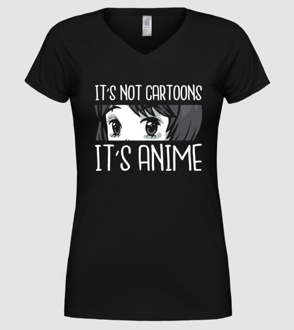'It''s not cartoons it''s anime' model negru pe tricou