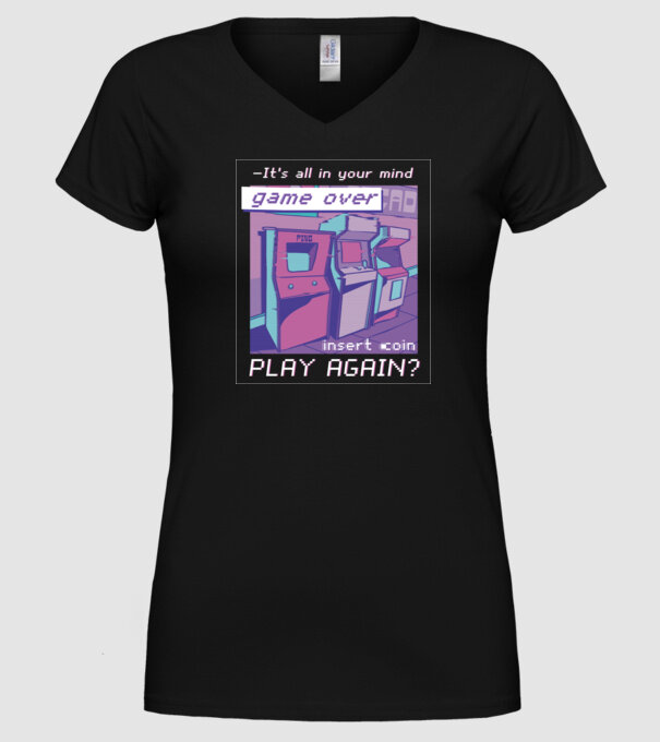 Sala de jocuri Retro Arcade model negru pe tricou
