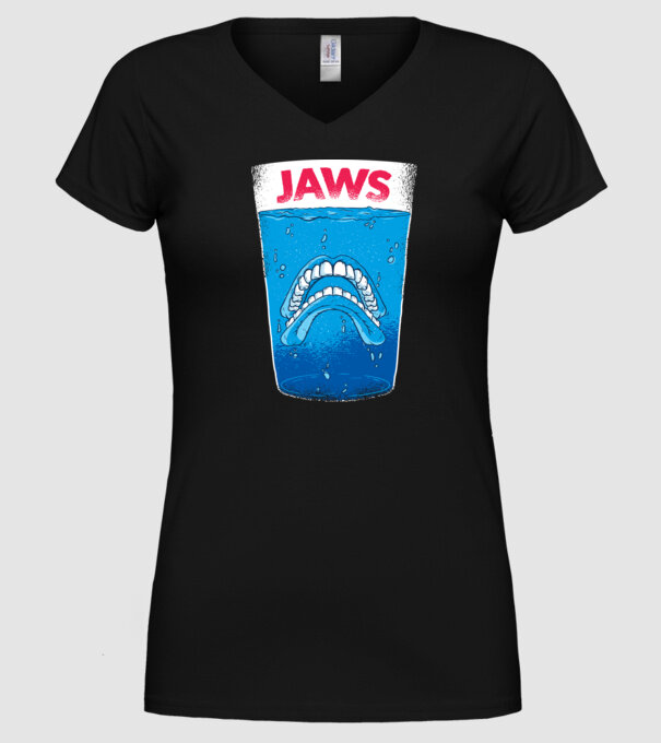 Jaws dinți tricou parodie model negru pe tricou