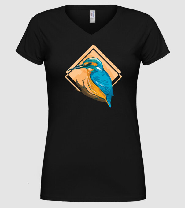Pescăruș albastru model negru pe tricou