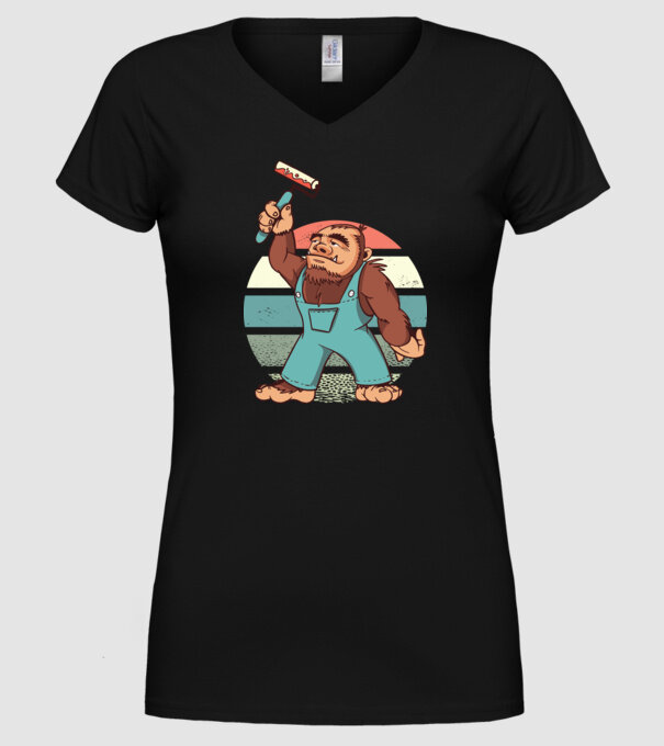 Zugrav Yeti model negru pe tricou