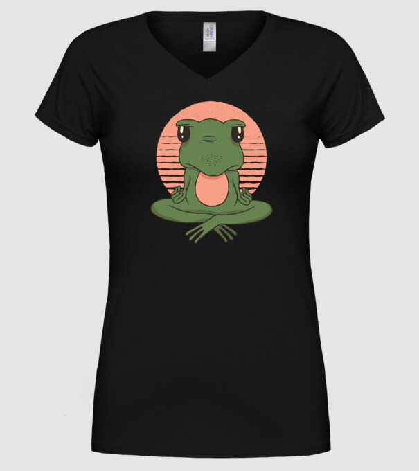 Yoga Broască model negru pe tricou