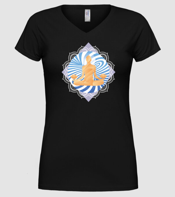 Meditație yoga model negru pe tricou