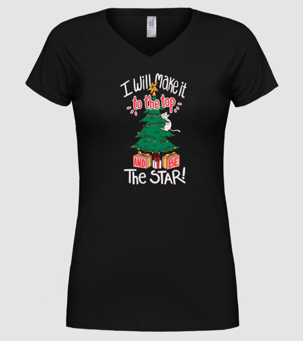 Pisică de Crăciun model negru pe tricou