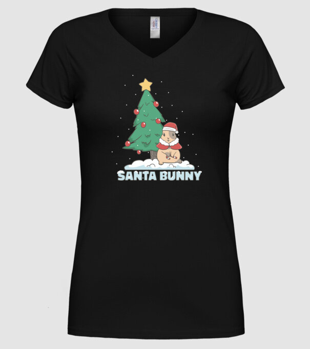 Iepuraș de Crăciun model negru pe tricou