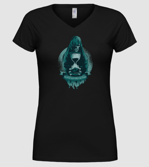 Om cu coasă (Moartea?) model negru pe tricou