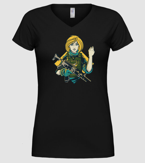 Fată Soldat model negru pe tricou