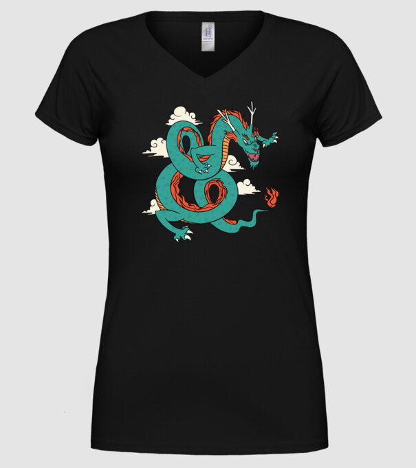 Dragon Chinez model negru pe tricou