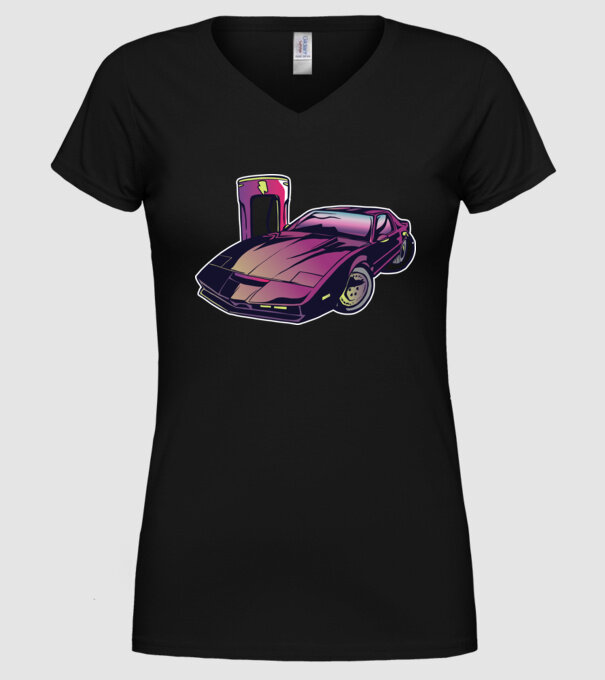 Kitt pe încărcător electric tricou amuzant model negru pe tricou