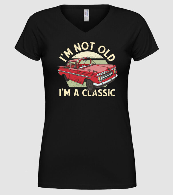 'Mașină clasică - I''m not old I''m a classic' model negru pe tricou
