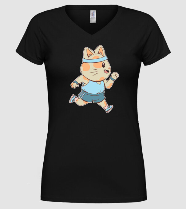 Pisică Jogging model negru pe tricou