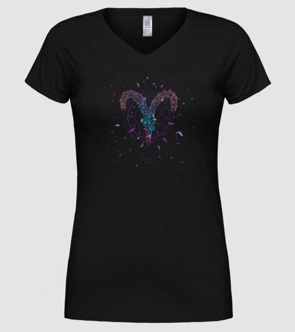 Aries Zodiac model negru pe tricou
