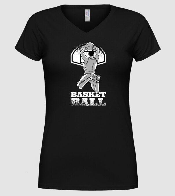 Baschet aruncare la coș model negru pe tricou