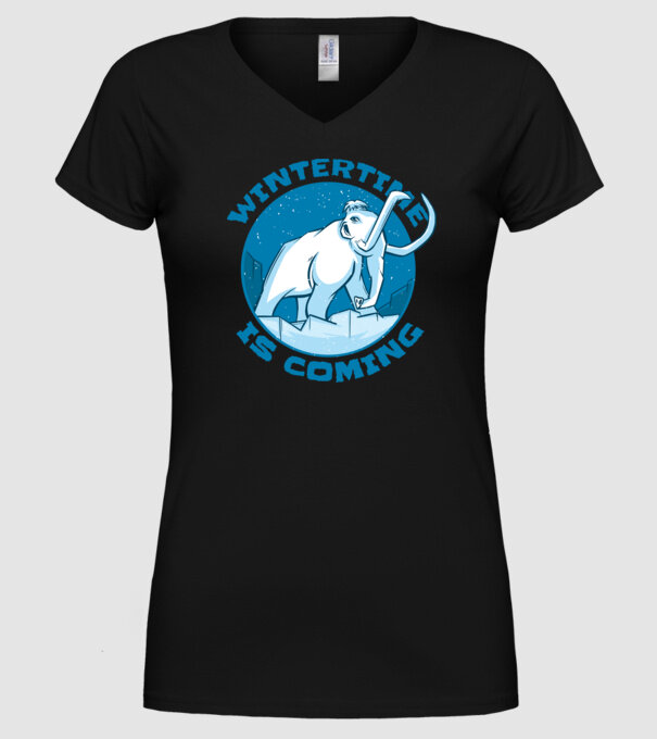Vine Iarna Mamut model negru pe tricou