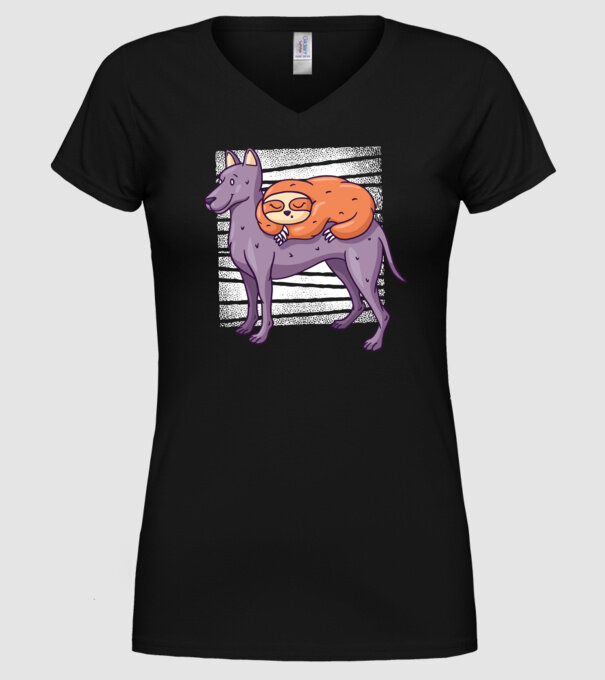 Leneș pe câine model negru pe tricou