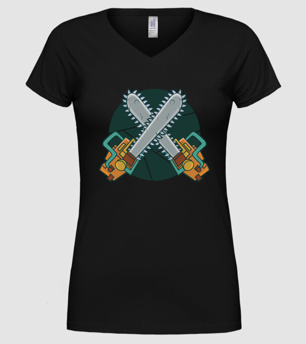 Drujbă tăietor de lemne model negru pe tricou