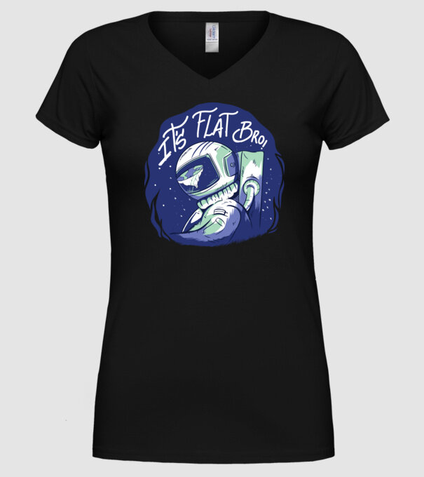 Astronaut Pământ plat model negru pe tricou