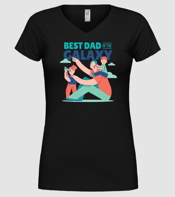 Cel mai bun tată din Galaxie model negru pe tricou