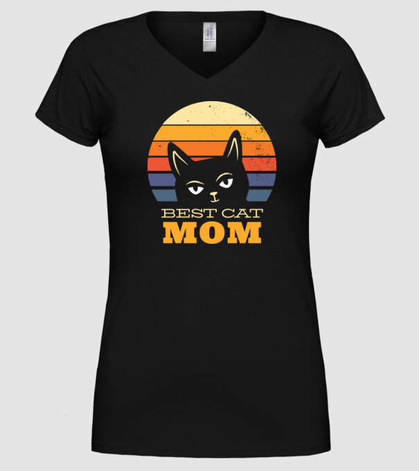 Cea mai bună mamă pisică model negru pe tricou